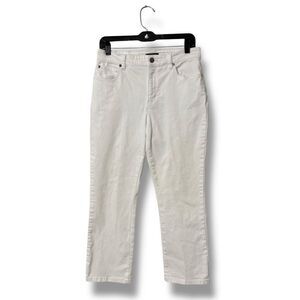 Eileen Fisher White Cropped Jeans 8 High Rise Minimal Clean Capsule Denim